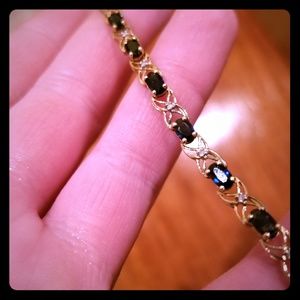 Genuine Sapphire and Diamond Bracelet in 10kt Gold